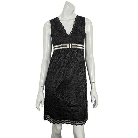 ANNA SUI V-neck Lace Empire Waist Dress Sleeveless in Black Size 4 - Picture 2 of 9